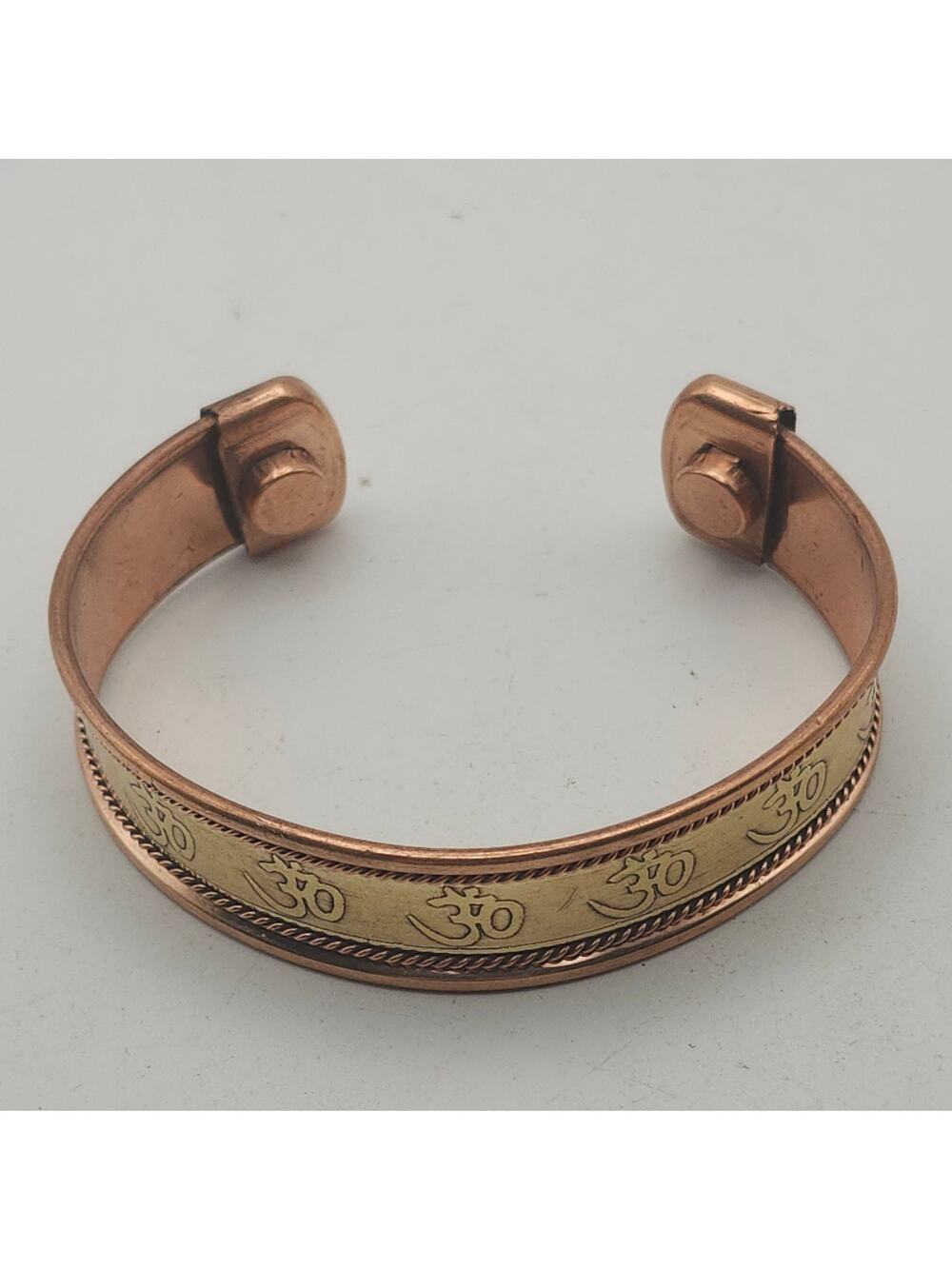 Copper Magnetic Om Bracelet Cuff 7" Yoga Meditation Adjustable Spiritual Unisex